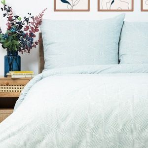 Lenjerie de pat King Size, Trian, Homla, 3 piese, 200x220 cm, microfibra din poliester, albastru/alb imagine