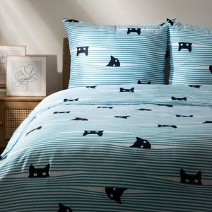 Lenjerie de pat King Size, Sirius, Homla, 3 piese, 200x220 cm, bumbac, albastru/negru imagine