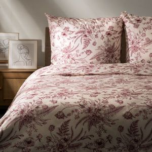 Lenjerie de pat King Size, Kamari, Homla, 3 piese, 200x220 cm, bumbac, bej/roz imagine