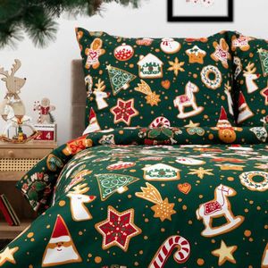 Lenjerie de pat King Size, Grinchy, Homla, 3 piese, 200x220 cm, microfibra din poliester, multicolor imagine