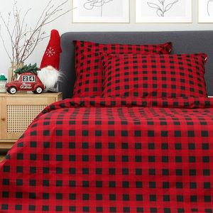 Lenjerie de pat King Size, Ameri, Homla, 3 piese, 200x220 cm, bumbac, rosu/negru imagine