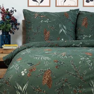 Lenjerie de pat King Size, Foret, Homla, 3 piese, 200x220 cm, microfibra din poliester, verde imagine