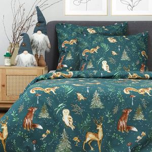 Lenjerie de pat King Size, Padu, Homla, 3 piese, 200x220 cm, bumbac, verde imagine