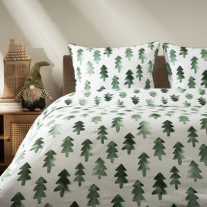 Lenjerie de pat King Size, Pinno, Homla, 3 piese, 200x220 cm, bumbac, alb/verde imagine