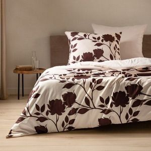 Lenjerie de pat pentru o persoana Linda, Homla, 2 piese, 140x200 cm, microfibra din poliester, crem/maro imagine