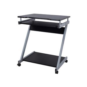 Birou mobil cu suport tastatura, Z-Shaped Vasagle, 60x48x73 cm, PAL/otel, negru imagine