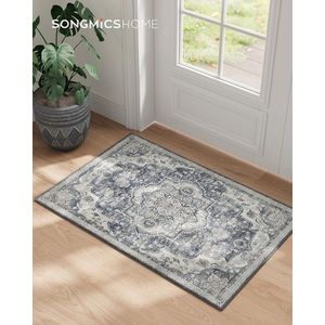 Covor antiderapant Songmics Vintage, 61x92 cm, lavabil la masina, poliester, gri dove imagine