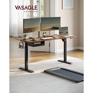 Birou electric cu inaltime ajustabila, Vasagle, 160x70x72-120 cm, PAL/otel, maro rustic imagine