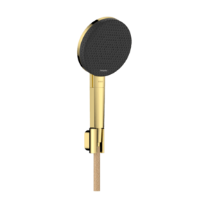 Set de dus Hansgrohe Raindance Alive Select S 125 3jet EcoSmart cu agatatoare si furtun de dus Designflex 160 cm gold optic imagine
