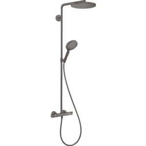 Coloana de dus Hansgrohe Raindance S 240 1jet PowderRain EcoSmart+ cu baterie termostatata negru periat imagine