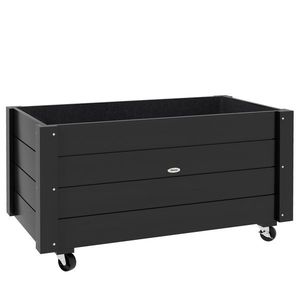 Outsunny Jardinieră de Grădină din Lemn de Brad cu Roti și Orificiu de Drenaj, Captuseală din Material Netesut, 89x48x47 cm | Aosom Romania imagine