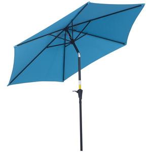Outsunny Umbrelă de Grădină Înclinabilă cu Manivelă, Tijă și 6 Spițe, Ø2.6x2.4 m, Albastru | Aosom Romania imagine