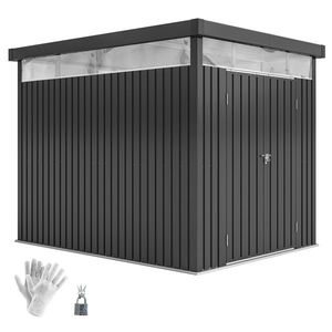 Outsunny Căsuță de Grădină cu Luminator Superior din Acril și Orificii de Drenaj, 200x258x201 cm, Gri Închis | Aosom Romania imagine
