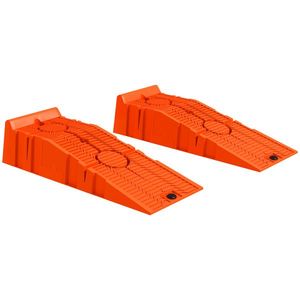 DURHAND Set 2 Rampe de Încărcare pentru Mașină din Plastic cu Sarcină Maximă 5 Tone, 91x30x21 cm, Portocaliu | Aosom Romania imagine