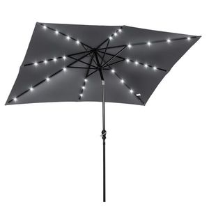 Outsunny Parasol de grădină Parasol drept 3 x 2 m luminos rectangular inclinabil cu LED solar oţel poliester de înaltă densitate gri | Aosom Romania imagine