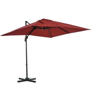 Outsunny Umbrelă de Grădină cu Manivelă de Mână cu Unghi Reglabil pe 5 Niveluri și Rotație la 360°, 245x245x248 cm, Roșu imagine