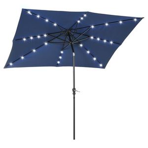 Outsunny Parasol de gradina Parasol drept 3 x 2 m luminos rectangular inclinabil cu LED solar otel poliester densitate mare albastru | Aosom Romania imagine