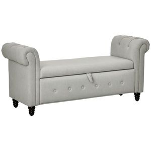 HOMCOM Banca cu depozitare, canapea cu două funcții în material textil aspect lin cu picioare de lemn 146, 5 x 49 x 72 cm gri | Aosom Romania imagine