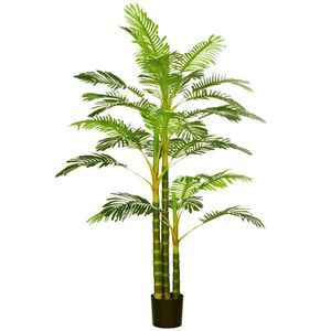 HOMCOM Palmier areca artificiel arbre artificiel hauteur 190 cm cu 30 de frunze mari din plastic și ghiveci inclus | Aosom Romania imagine