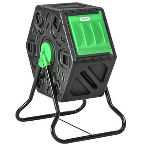 Outsunny Compostor de grădină bac compostor pentru grădină rotativ 360° din polipropilenă 65 L 24 orificii 60 x 49 x 77 cm negru | Aosom Romania imagine