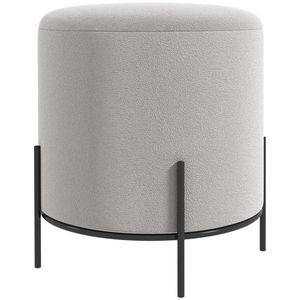 HOMCOM Pouf taburet pouf suport pentru picioare din catifea cu picioare din oțel pentru salon dormitor Ø 35 x 38 cm gri deschis | Aosom Romania imagine
