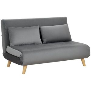 HOMCOM Canapea cu funcție de dormit Canapea de relaxare Sofa Canapea, inclusiv 2 perne, aspect de catifea, 130 x 78 x 79 cm, Gri | Aosom Romania imagine