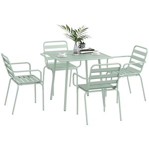 Outsunny set de masă de 5 piese pentru grădină, mobilier exterior rezistent la intemperii, 80x80x74 cm, verde | Aosom Romania imagine