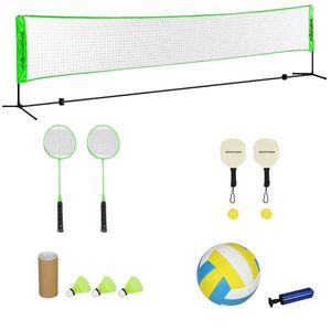 SPORTNOW Set complet de badminton, pickleball și volei, 3 în 1, jocuri sportive în aer liber cu filet reglabil în înălțime | Aosom Romania imagine