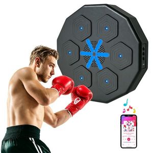 SPORTNOW Antrenor de Box cu Funcție de Muzică, Bluetooth, Puncte Luminoase, Montare pe Perete, Piele Ecologică, Negru | Aosom Romania imagine