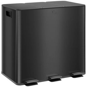 HOMCOM Coș de Gunoi cu 3 x 15L compartimente, capac de deodorant, protecție împotriva amprentelor, închidere moale, detașabil, negru | Aosom Romania imagine