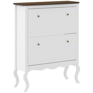 HOMCOM Șifonier Îngust cu 2 Sertare Abatibile Rafturi Reglabile pentru 16 Perechi de Pantofi 84x29x109 cm Alb | Aosom Romania imagine