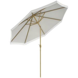 Outsunny Parasol de gradina inclinabil cu manivela si franjuri, stil boem, 8 spirote, Ø 265 x 244 cm alb | Aosom Romania imagine