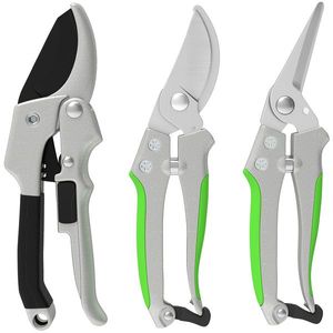 Outsunny Set de 3 foarfece pentru grădină, set de tăiere pentru grădinărit, cu lamă ascuțită, din metal și aluminiu, argintiu negru | Aosom Romania imagine