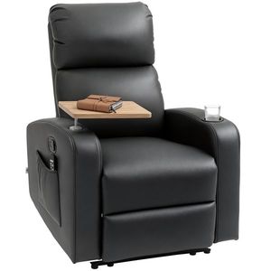 HOMCOM Scaun de masaj Scaun de relaxare Scaun de întins, 1 masă rabatabilă, 1 suport pentru picioare, 77 cm x 93 cm x 105 cm, Negru | Aosom Romania imagine