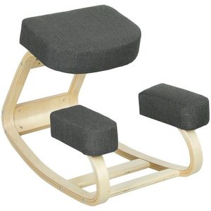 Vinsetto Scaun Ergonomic pentru Genunchi din Mesteacăn și Pernă Gri | Aosom Romania imagine
