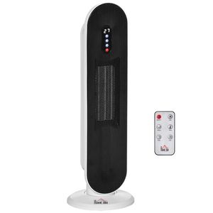 HOMCOM Mini Termoventilator Electric Oscilant cu 2 Moduri cu Telecomandă, Alb și Negru | Aosom Romania imagine