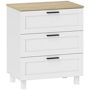 HOMCOM Comodă Modernă cu 3 Sertare 60x38x71 cm Albă și Culoare Lemn | Aosom Romania imagine