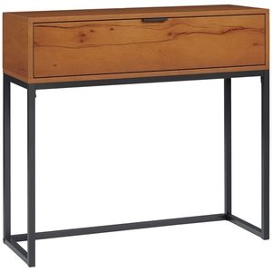 HOMCOM Consola mobilier, masa de consola cu sertar si picioare din otel, pentru sufragerie, intrare, culoar, 80 x 30 x 76 cm, maro | Aosom Romania imagine