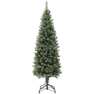 HOMCOM Brad de Crăciun Înzăpezit Înalt cu 395 Crengi, Brad Artificial de Crăciun cu Conuri și Bază, Ø54 x 150 cm, Verde | Aosom Romania imagine