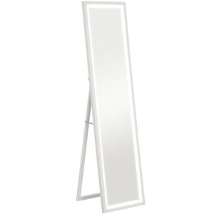 HOMCOM Oglindă Iluminată cu Lumini LED Reglabile și Buton Tactil, din Sticlă și MDF, 40x5x160 cm, Alb | Aosom Romania imagine