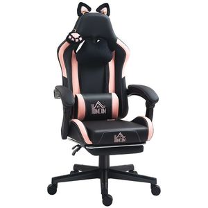 HOMCOM Scaun Gaming Ergonomic cu Urechi de Pisica, Roz | Aosom Romania imagine