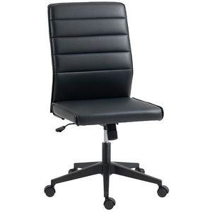 Scaun de birou ergonomic și ajustabil HOMCOM cu spătar curbat, din piele PU și oțel, 58x53x97-107 cm, Negru | Aosom Romania imagine