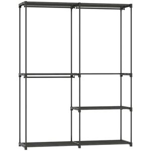 HOMCOM Dulap de Haine cu 2 Bare și 4 Rafturi, din Material Non-Țesut, Plastic și Oțel, 142x43x185 cm, Negru | Aosom Romania imagine