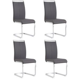 Set de 4 scaune de sufragerie cantilever, Gri | Aosom Romania imagine