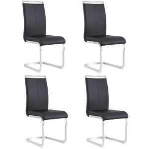 Set de 4 scaune de sufragerie cantilever, Negru | Aosom Romania imagine