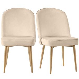 Set de 2 scaune de dining din catifea, Bej | Aosom Romania imagine