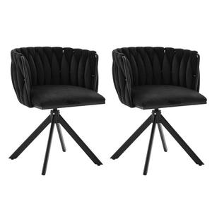 Set de 2 scaune pivotante din catifea, Negru | Aosom Romania imagine