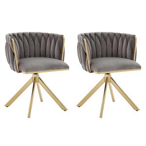 Set de 2 scaune pivotante din catifea, Gri | Aosom Romania imagine