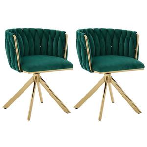 Set de 2 scaune pivotante din catifea, Smarald | Aosom Romania imagine