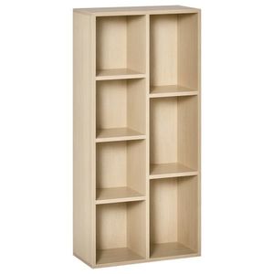 HOMCOM Bibliotecă de Lemn Raft de Cărți cu 7 Compartimente pentru Plante Fișiere 50x24x106 cm Roble | Aosom Romania imagine